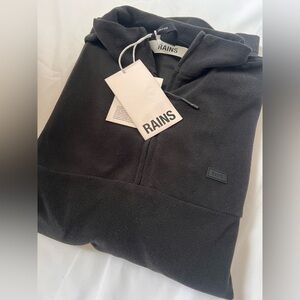 NWT RAINS Addis Fleece Half Zip Full Sleeve‎ Black Pullover Mens Medium